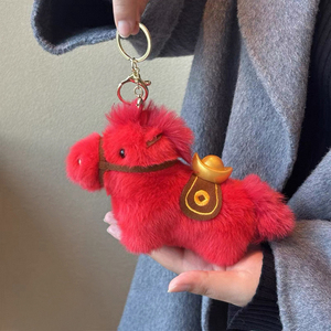 Custom Horse Plush Toy New Year <b>Mascot</b> Simulation Animal Doll Girl Handmade Bag Pendant Kawaii Plush Keychain Kids Birthday Gift - Product Image 2