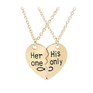 Collana per Coppie a Forma di Cuore 'Her One His Only', Regalo per San Valentino - Product Image 3