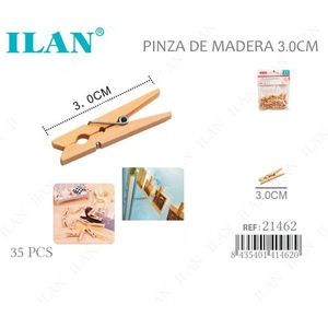 Ilan Mollette in Legno 3.0 Cm 35 Pezzi per Bucato e Artigianato - Product Image 1