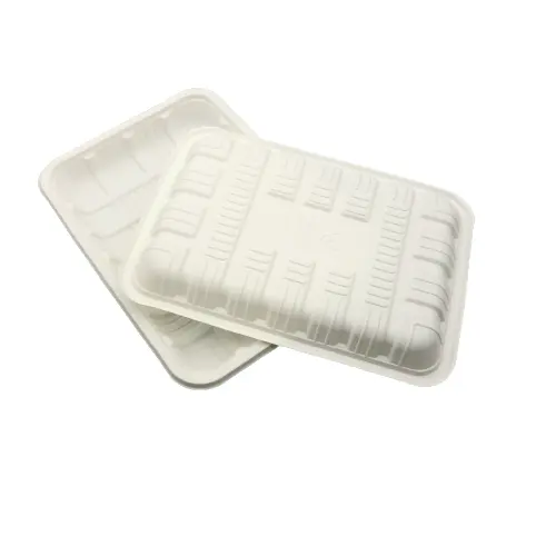 Einweg biologisch abbaubare Maisstärke Tiefkühlkost Fleisch Tablett Verpackung Tablett weiße Teller Großhandel