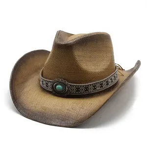 KUSTLEGES LOGO Western Jazz Massenware Strand Sonne Herren Damen Papiertuch Malerei Cowboy Cowgirl Kuhjunge Hut für Männer Erwachsene
