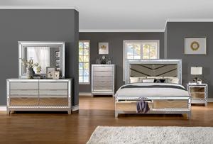 Popolare moderno Glam mobili in vetro e bianco MDF pittura per mobili per la casa <span class=keywords><strong>letto</strong></span> a specchio - Product Image 4