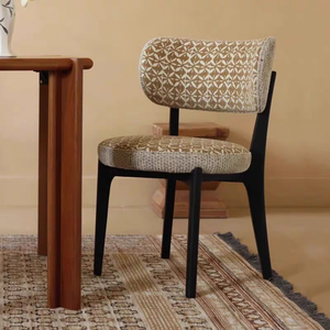 Chaise de salle à manger rembourrée en tissu coton et lin, structure en bois massif, pour usage domestique, style adulte - Product Image 2