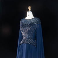 Robe de bal élégante en mousseline avec appliques et perles Sharon Said SS104, style musulman, pour soirée formelle, robe de mariée avec cape, inspirée des tenues arabes saoudiennes