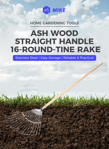 Râteau à feuilles en acier inoxydable avec manche en bois <span class=keywords><strong>de</strong></span> <span class=keywords><strong>balsa</strong></span>, outil agricole et <span class=keywords><strong>de</strong></span> jardinage extérieur, outils agricoles pour le jardinage - Product Image 2