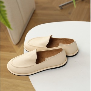 Mocasines de Piel con Punta Redonda, Parte Superior de Piel Genuina, Suela de Goma, Cómodos para Todas las Temporadas, Zapatos de Mujer - Product Image 2