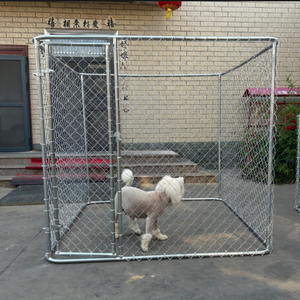屋外犬の実行犬小屋パネル通気性のある屋根とジッパー閉鎖動物パターンデザインの亜鉛メッキチェーンリンクメタル - Product Image 2