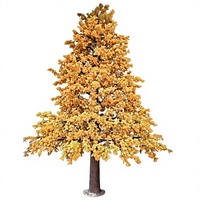 Grand arbre artificiel personnalisé en fibre de verre, type Penglai Pine ou Metasequoia, couleur orange, pour la décoration paysagère des parcs à thème
