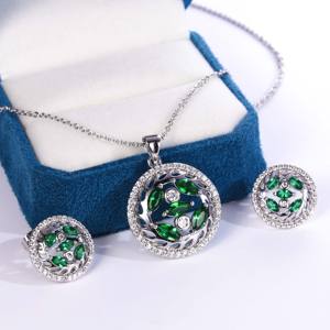 Conjunto de Joyería de Zirconia de Colores Mixtos a la Moda - 6 Estilos de Conjuntos de Collar y Aretes de Cristal Brillante para Mujeres, Bodas y Fiestas - Product Image 5