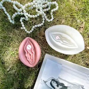 J006-Piruleta de azúcar para mujer, molde de Chocolate 3D para adulto, Vagina sexual, vela de silicona, molde de Vagina Sexy extraño