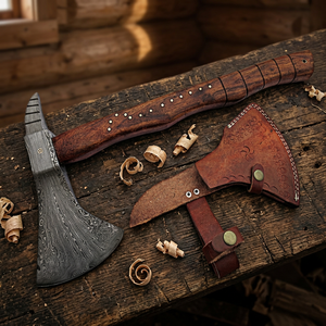 Industrial Grade Handmade Damascus Steel <b>Axe</b> <b>Wooden</b> Handle 16" Overall Length Flat Backed Pick Head for Outdoor Camping Easy - Product Image 2