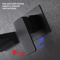 Robinet de lavabo mural en laiton noir moderne, à cascade, dissimulé, chaud/froid, avec cartouche céramique intégrée, pour vente en gros