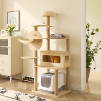 Árbol para Gatos de Madera Maciza Premium, Multifuncional, con Cápsula Espacial, Cuna Espacial y Postes Rascadores para el Juego de los Gatos