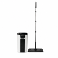 En gros Ensemble serpillière plate et seau essoreur avec manche télescopique en acier inoxydable, raclette, pour lavage et essorage, tampon en microfibre, usage domestique