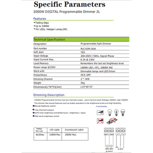 Controlador de Iluminación Digital LED Programable Bilihondim PLC, Regulador de Intensidad Ajustable de Alta Potencia 2KW 2 Canales para Granjas Avícolas - Product Image 4