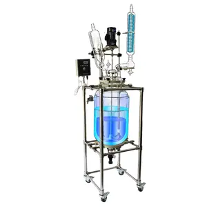Hot selling jacketed glass reactor 50l 100l with heater chiller for decarb