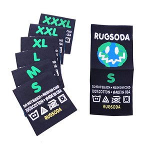Custom Logo Neck Size Woven Labels Center Fold Woven Label Tag for Clothing - Product Image 1