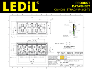 เลนส์ไฟถนนแบบอสมมาตร Ledil CS14055_STRADA-IP-2X6-T2 2x6 Array Lens ขนาด 173x71.4 มม. ประสิทธิภาพ 94% - Product Image 3