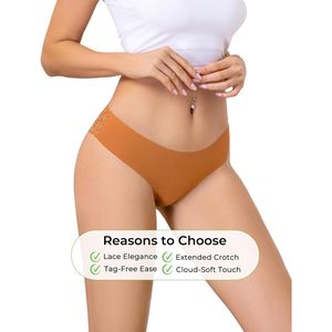 Sous-vêtements en dentelle pour femmes, lot de 5, taille moyenne, sans couture, culottes hipster pour tous les jours, couleurs assorties - Product Image 6