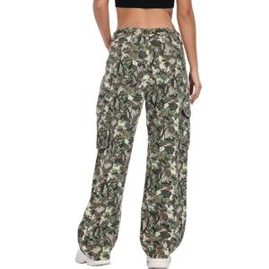 Pantalones Vaqueros de Mezclilla Rectos con Camuflaje de Árbol, 100% Algodón, Lavado, para Mujer - Product Image 2