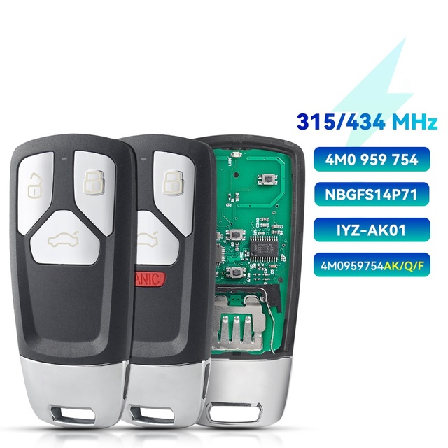 Original 3/4 Buttons 315/433Mhz for Audi TT A4 A5 Q5 Q7 S5 SQ5 2016-2019 Smart Car Keyless Remote Key Fob NBGFS14P71 4M0959754