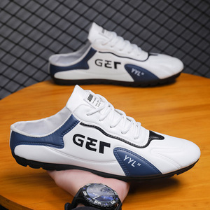 รองเท้าผู้ชายแฟชั่นใหม่สำหรับฤดูใบไม้ผลิ ระบายอากาศได้ดี พื้น PU แบบเรียบ บุผ้าใบ รองรับครึ่งเท้า สวมใส่สบาย - Product Image 1