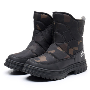 Botas de Nieve para Hombre, Cálidas, Impermeables, para Senderismo al Aire Libre, con Suela Plana y Tacón Medio, Diseño de Camuflaje - Product Image 1