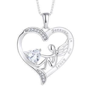 Nuevo collar de moda europea y americana con diseño de ángel y amor, con la frase 'Forever In My Heart', un regalo elegante <span class=keywords><strong>para</strong></span> mamá o niña - Product Image 1