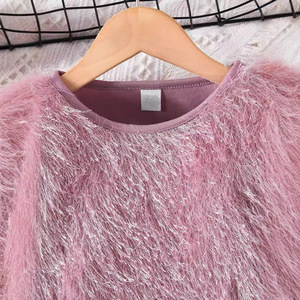 Top de piel rosa de estilo europeo y americano + Falda corta negra Conjunto para niños Conjunto de dos piezas de otoño e invierno