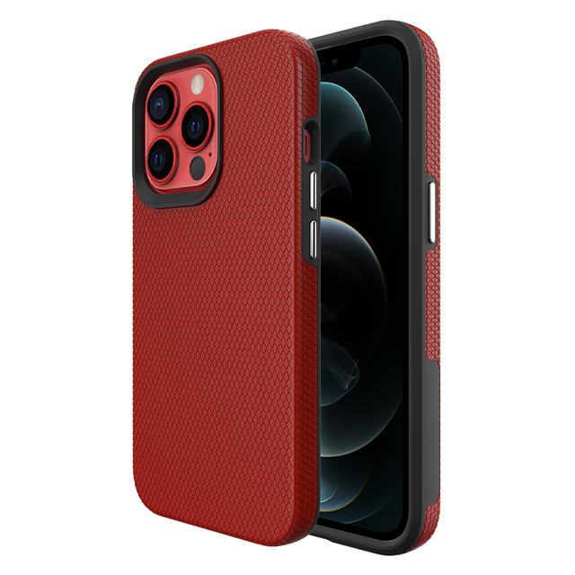 2 in 1 Soft TPU + Hard PC Shell Plastic Triangle Texture Grip Mobile Phone Case Back Cover for iPhone 13 12 11 Pro Max