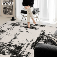Tapis de salon moderne abstrait en diatomite, imperméable, antidérapant, résistant aux taches, fabriqué à la machine, noir et blanc, pour la cuisine