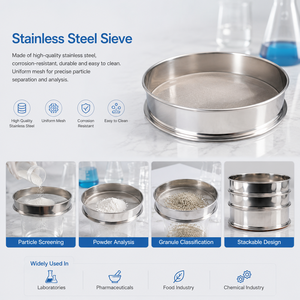 Tamis d'essai en acier inoxydable 304 Degao, résistant à la corrosion, tamis à mailles de précision pour le laboratoire, l'industrie alimentaire et le criblage des particules - Product Image 5