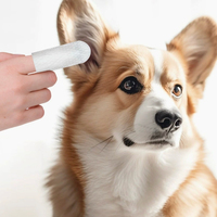Lingettes de nettoyage pour les yeux, les oreilles et les dents des animaux domestiques, doigts nettoyants 3-en-1 jetables pour chiens et chats, élimination des taches de larmes et de la cire
