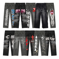 Jeans skater et streetwear hip-hop pour hommes pantalons amples de danse et de skateboard pantalons décontractés en denim délavés à l'acide jeans baggy personnalisés pour hommes