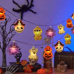 Luces Navideñas al por Mayor Howlighting de Alta Calidad, Decoraciones Festivas de Halloween, Cadena de Luces LED con Diseño de Calabaza, Murciélago y Araña - Product Image 1