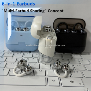 NE-Y239 Auricolari 6-in-1 / Concetto di "condivisione multi-auricolare" 3 Stili: In-Ear/Semi-In-Ear/Auricolari a clip, Cuffie Wireless Nere Bianche Blu - Product Image 5