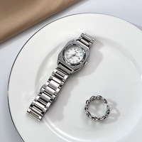 GEDI 61024 Kleid Mode Vintage Damen Quarz Armbanduhr Edelstahl Wasserdicht Luxus Quadrat Geschenk Leuchtende Mädchen Uhren