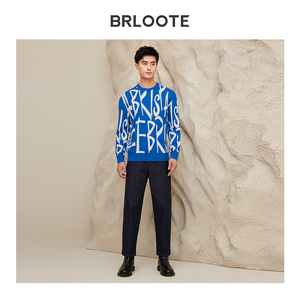 Pullover in lana Jacquard con scritta da uomo BRLOOTE maglione giovanile alla moda per l'abbigliamento autunnale e invernale in contrasto con lo stile Barut - Product Image 4