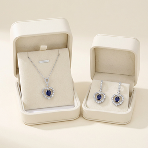 Nouvelle collection de bijoux de luxe en or blanc massif 18 carats, saphir naturel et diamants, ensemble de bijoux pour femmes, robe de soirée - Product Image 5