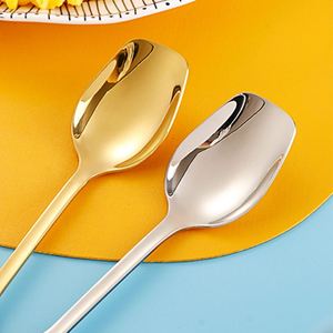 Thickened 304 Stainless Steel Square-tipped Gold <b>Spoons</b> for Cake Time - Product Image 4