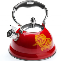 Bouilloire sifflante classique en acier inoxydable 3,0 L avec poignée en bakélite, capacité 3,0 L, théière pour cuisinière en métal