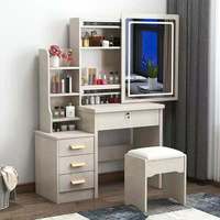 Coiffeuse populaire la plus vendue avec éclairage LED, table de maquillage anti-poussière avec rangement, idéale pour petit appartement ou chambre.