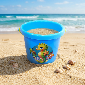 Grand seau de plage en plastique pour enfants de 2 à 7 ans, jouet pour jouer à l'eau et au sable en extérieur, sac en filet - Product Image 3