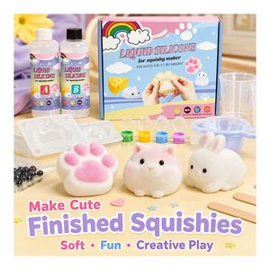 Decompression Pinch Toy Making <b>Kit</b> Private Label Soft <b>Gel</b> Formula Hamster Paw Cheese Moulds Paints Powder Decoration - Product Image 2