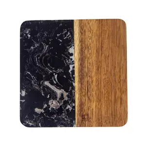 Amazon Hot Sale Custom Wedding Gifts Stone Coaster Marble Acacia Wooden Coaster For Drinks Cup Holders Marble Coaster