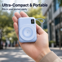 Batterie externe magnétique sans fil 10000mAh 15W à charge rapide avec câble intégré pour montre connectée et téléphone