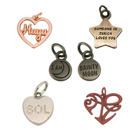 Étiquettes métalliques personnalisées en alliage de zinc pour vêtements, breloques sur mesure, logo métallique estampé, breloques de bijoux pour foulard
