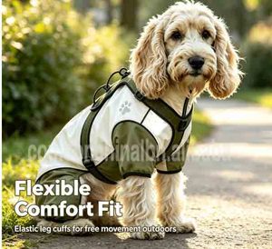 Color‑Block <b>Waterproof</b> <b>Dog</b> Jacket <b>Dog</b> Jacket <b>with</b> Reflective Paw Print & Elastic <b>Leg</b> Cuffs for Various <b>Dogs</b> Outdoor Activities - Product Image 5