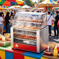 Grill à hot-dogs à 9 rouleaux, cuisinière à saucisses électrique commerciale avec chauffe-pains et bac de récupération des graisses