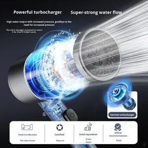 Custom Packing Black 5 Functions <strong>Rainfall</strong> <strong>Shower</strong> <strong>Head</strong> <strong>with</strong> Stop Purify Water One-Key Pause Massage High Pressure Filter <strong>Shower</strong> - Product Image 3